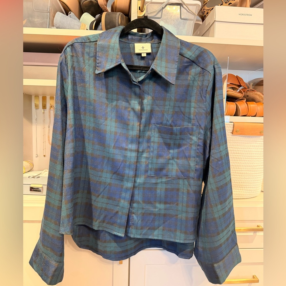 Tuckernuck Navy and Teal Plaid Shirt